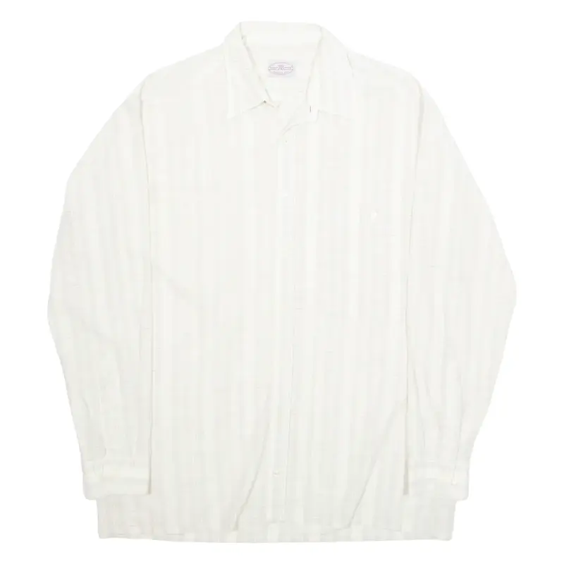 ROBERTO BARI Womens Printed Shirt Cream Collared Long Sleeve Striped XL