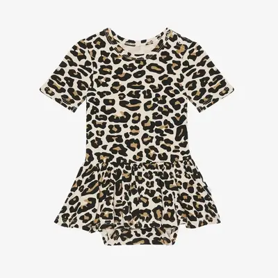 Lana Leopard Tan Short Sleeve Twirl Skirt Bodysuit