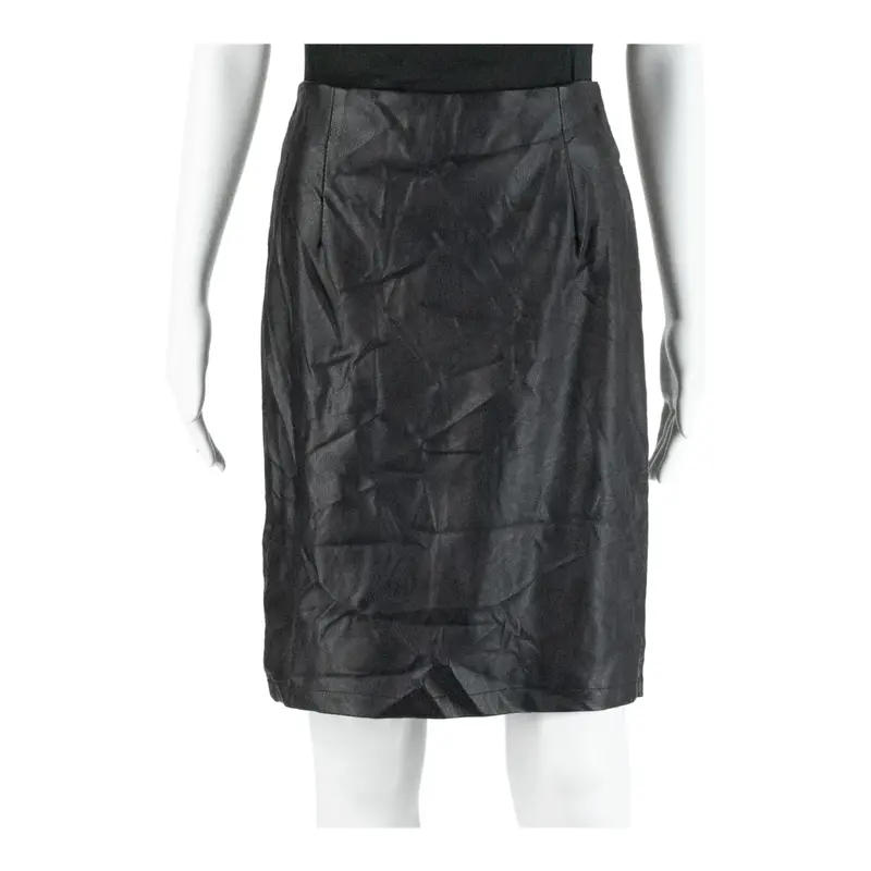 TODAY Faux Leather Womens Pencil Skirt Black Knee Length M