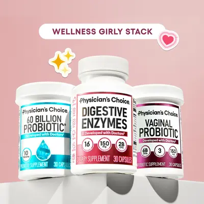 Physician's Choice Wellness Girly Stack: Feminine, Bloating & Gut Health Support with Vaginal Probiotic + 60 Billion Probioti...