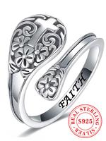 S925 Sterling Silver Fashion Flower Cross Design Cuff Ring, 2024 New Style Fashion Jewelry for Party, Daily Clothing Decor, T...