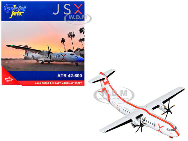 ATR 42-600 Commercial Aircraft JSX (N400JX) White with Red Stripes 1/400 Diecast Model Airplane by GeminiJets