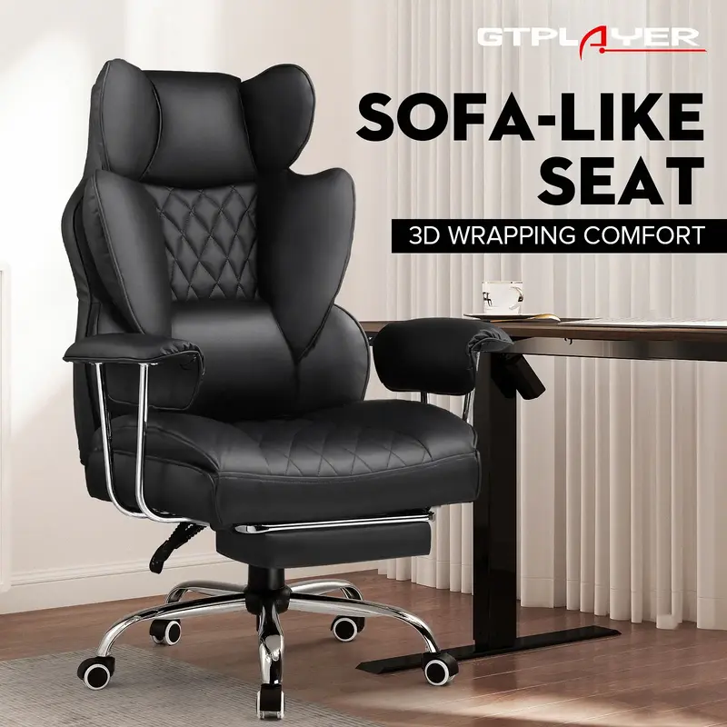 GTPLAYER Gaming Office Chair with Pocket Spring Lumbar Support, Ergonomic Comfortable Wide Chair with Outward Fixed Soft Armr...