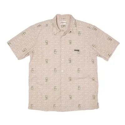 MCGREGOR SPORTSWEAR Shirt Beige 90s Crazy Pattern Short Sleeve Mens L