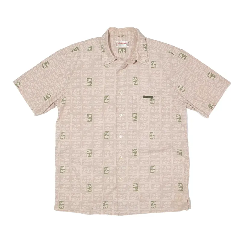 MCGREGOR SPORTSWEAR Shirt Beige 90s Crazy Pattern Short Sleeve Mens L