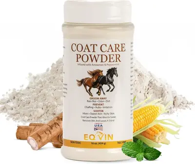 Eqvin Horse Coat Care Powder | Natural, Non-Toxic Grooming Solution for Soft, Shiny Coats | Prevents Rain Rot & Skin Issues |...