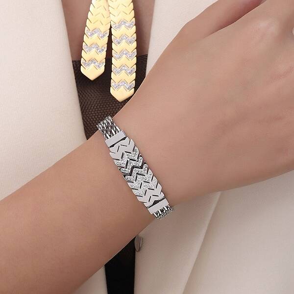 304 Stainless Steel with Cubic Zirconia Bracelet