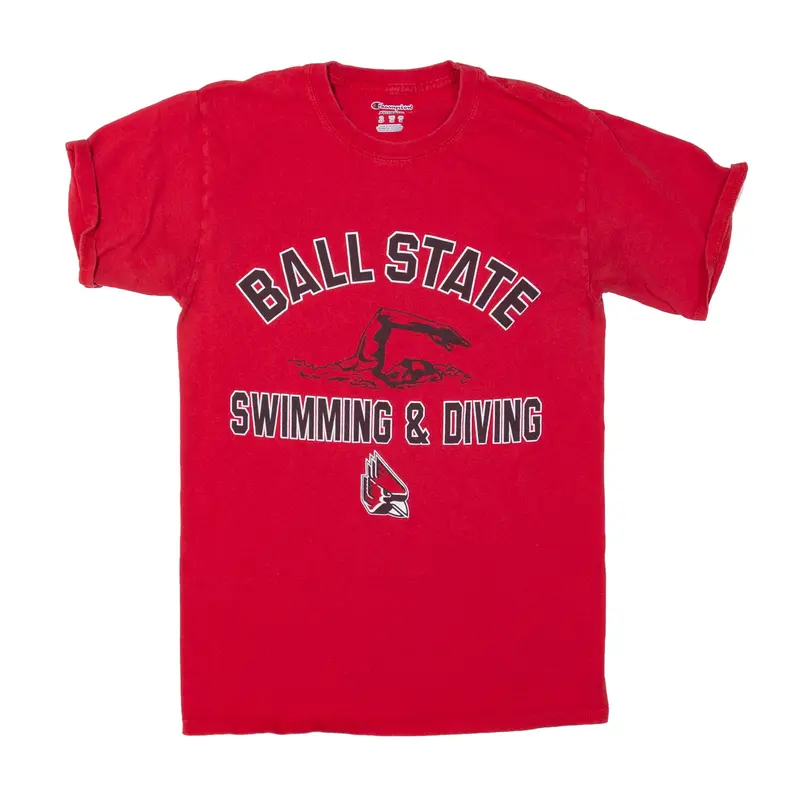 CHAMPION Ball State Cardinals Swimming & Diving USA T-Shirt Red Short Sleeve Mens S