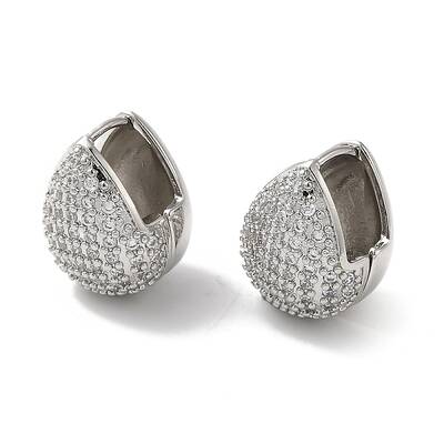 Rack Plating Brass Teardrop Hoop Earrings with Cubic Zirconia