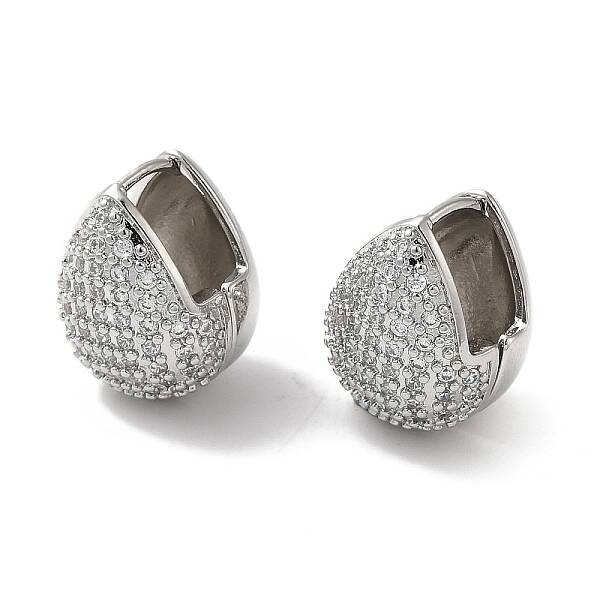 Rack Plating Brass Teardrop Hoop Earrings with Cubic Zirconia