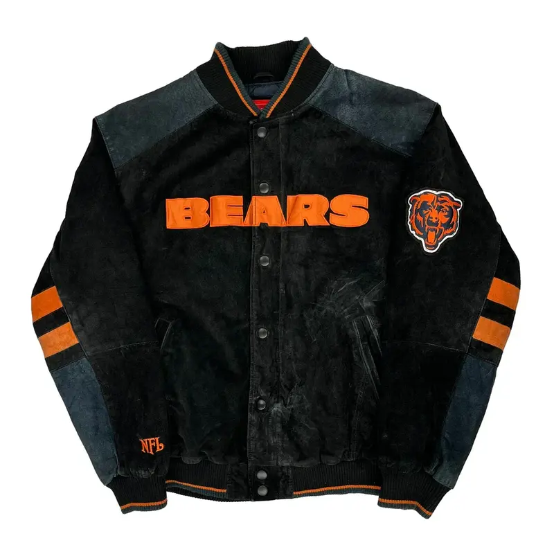 Chicago Bears Nfl Nfl Varsity Jacket - XL Black Suede