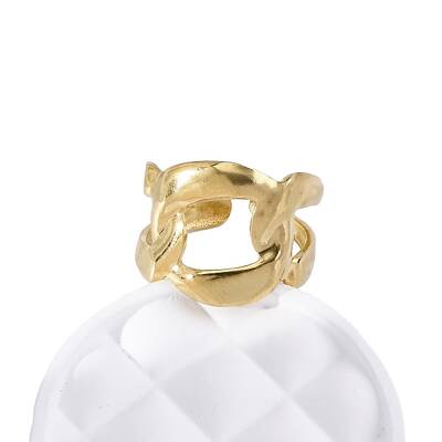 Oval 304 Stainless Steel Open Cuff Ring for Women