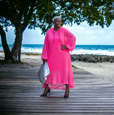 Aphrodite Hot Pink Holiday Resort Midi Dress With Hoodie -Inclusive Plus Size up to UK 22 / US 18 | Size: Size UK 16/ US 12 |...