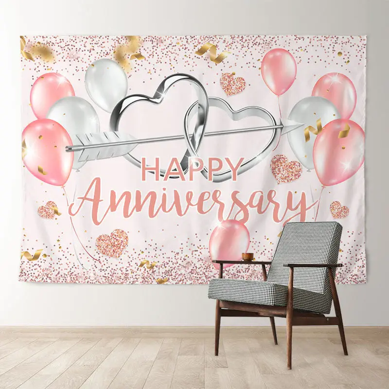 Aperturee Balloon Heart Anniversary Valentines Backdrop
