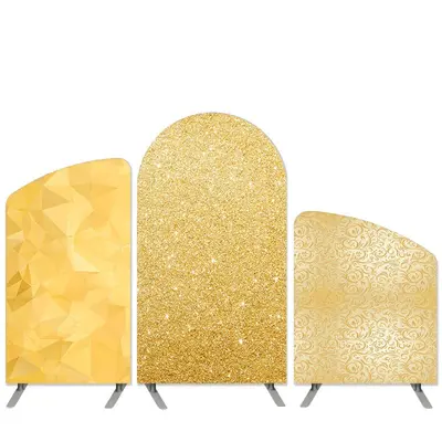 Aperturee Gold Theme Glitter Abstract Arch Backdrop Kit For Birthday | Diy Round Arch Backdrop | Diy Arch Backdrop Cover | Ci...