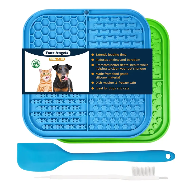 Four angels-Licking Mat Slow Feeder for Dogs and Cats, Premium Lick Pad with Suction Cups , Bathing, Grooming and Training,do...