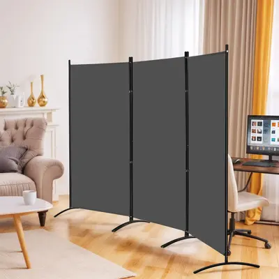 ZENSTYLE 6FT 3 Panels Room Divider Foldable Partition Privacy Screens Water-Resistant for Home Office Studio, Gray