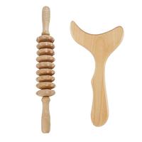 Wooden Massage Tool Set, 2 Counts/set Manual Massage Tool, Body Shaping Tool, Muscle Relaxation Tool, Suitable for Home and P...
