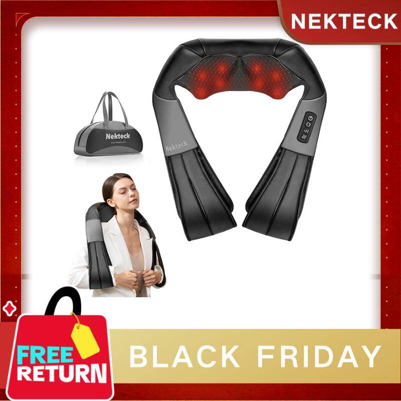 Nekteck Shiatsu Neck & Back Massager with Soothing Heat Electric Deep Tissue 3D Kneading Massage Pillow for Shoulder Leg