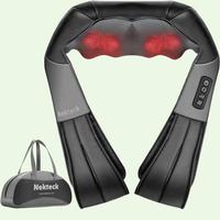 Nekteck Shiatsu Neck & Back Massager with Soothing Heat Electric Deep Tissue 3D Kneading Massage Pillow for Shoulder Leg Body...