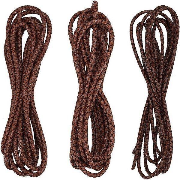 7.5M 3 Styles Round Braided Leather Cord