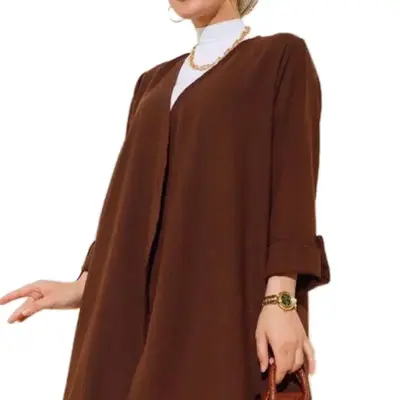 Long Brown Abaya with Pants - Comfortable Fit, Versatile Design, Ideal for Various Occasions
