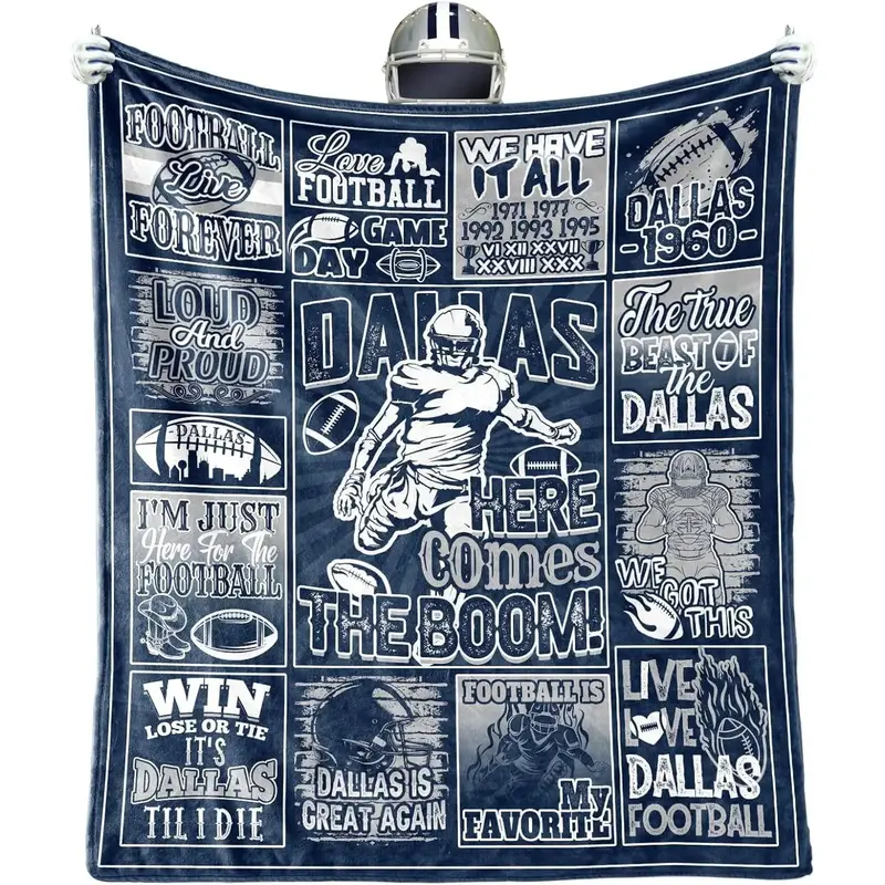 Dallas Flannel Blanket  Football Team Blanket Gifts for Men Women Youth Fans, Football Blanket Splicing Travel Throw Blanket ...