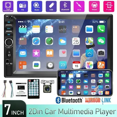 7 inch Car Stereo Double Din Radio Touchscreen with Backup Camera, Car Stereo HD Touch Screen Car Radio, Bluetooth Hands-Free...