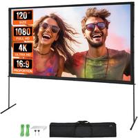 VEVOR Projector Screen with Stand, 120 inch 16:9 4K 1080 HD Outdoor Movie Screen with Stand, Wrinkle-Free Projection Screen w...