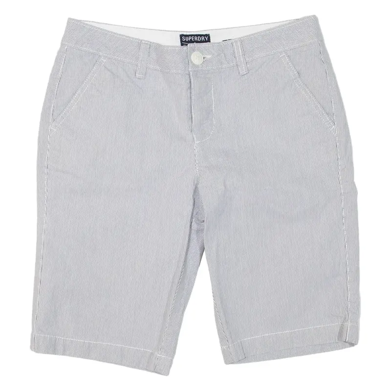 SUPERDRY Mens Chino Shorts White Striped XS W28