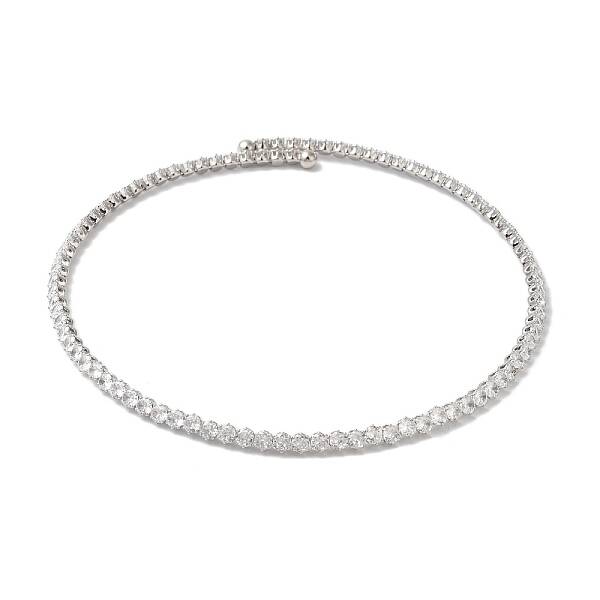 Rack Plating Brass Cubic Zirconia Elasticity Necklaces