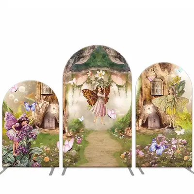 Aperturee Magic Forest Flower Elf Treehouse Arch Backdrop Kit | Wedding Arch Backdrop | Round Arch Backdrop Cover | Circle Ar...