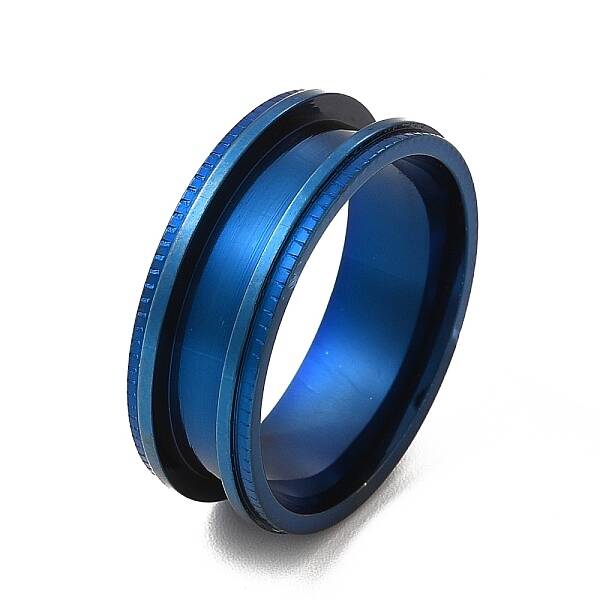201 Stainless Steel Grooved Finger Ring Settings