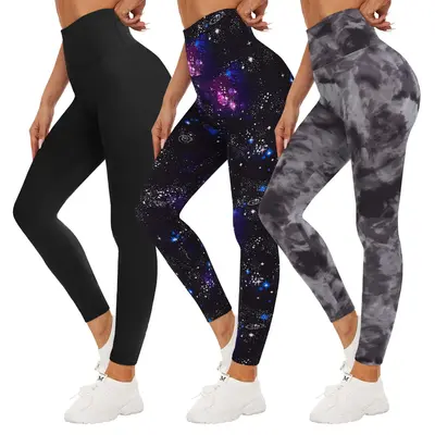 SHOWITTY Women's High Waisted 3 Pack Leggings – Soft Breathable Yoga Pants for Workout & Athletic Wear – Comfortable Fit