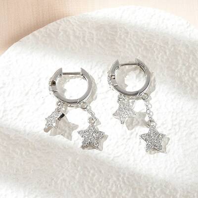 Brass Micro Pave Clear Cubic Zirconia Huggie Hoop Earrings