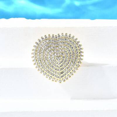Brass Micro Pave Cubic Zirconia Cuff Rings