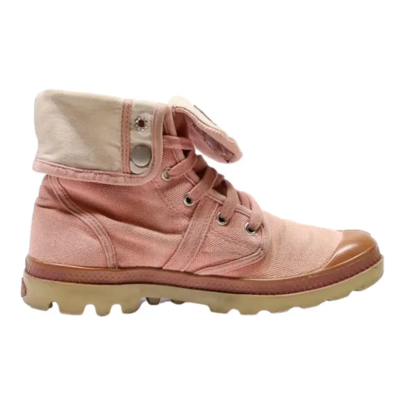 PALLADIUM Lace-Up Boots Pink Canvas Womens UK 5
