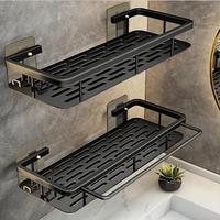 Bathroom Shelf, 2 Counts/set Wall Mounted No-drill Hanging Shower Organizer, Space-saving Organizer with Hook, Shower Rack, B...