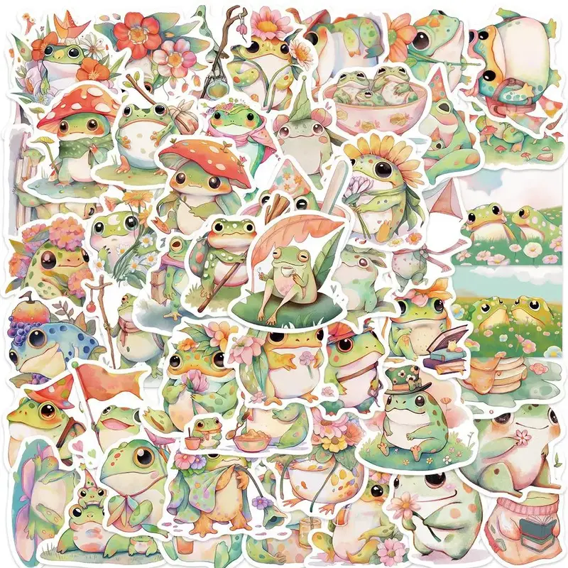Cartoon Frog Pattern Car Stickers, Waterproof Car Decals, Decoration Sticker For Phone Case, Computer, Guitar, Bag, Water Cup...