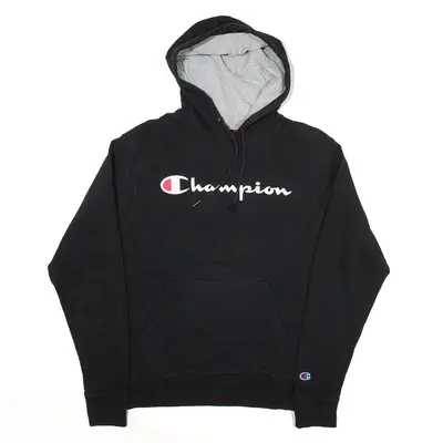 CHAMPION Hoodie Black Pullover Mens S