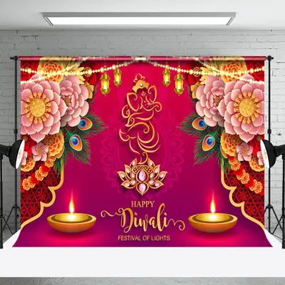 Aperturee Warm Candlelit Lantern Floral India Diwali Backdrop - Aperturee