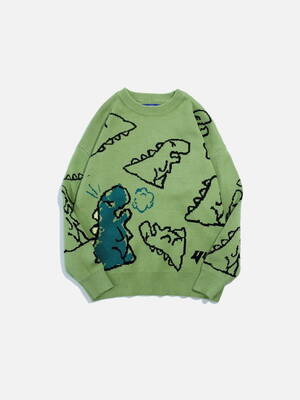 Aelfric Eden Dinosaur Cartoon Graphic Knit Sweater