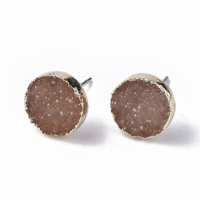 Electroplate Druzy Resin Stud Earrings