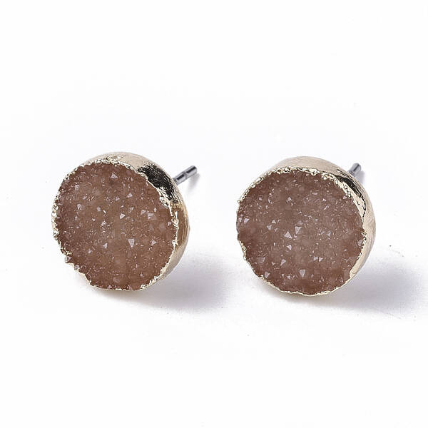 Electroplate Druzy Resin Stud Earrings