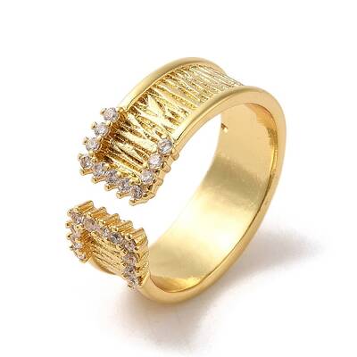 Brass Micro Pave Cubic Zirconia Adjustable Rings