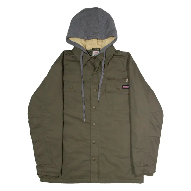 DICKIES Mens Workwear Coat Green Canvas Hooded M