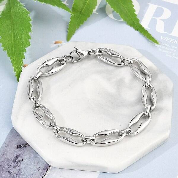 304 Stainless Steel Coffee Bean Chain Bracelets for Women Men