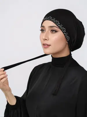 Women's Rhinestone Decorated Hijab, Chic Modest Comfortable Muslim Headscarf, Versatile Hijab for Daily Wear