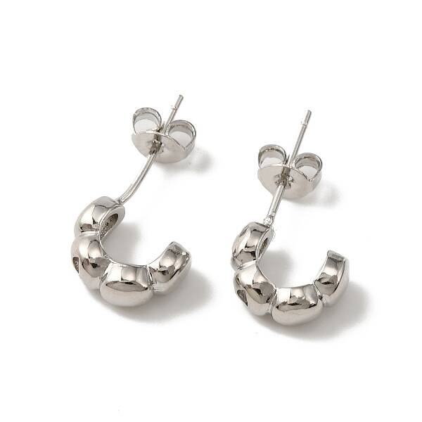 Brass C-Shape Stud Earrings for Woman