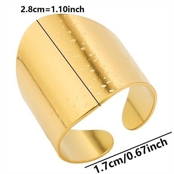 Minimalist 304 Stainless Steel Wide Band Cuff Open Rings for Women